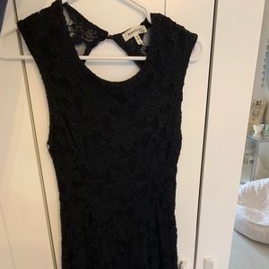 Black fit and flair lace dress
